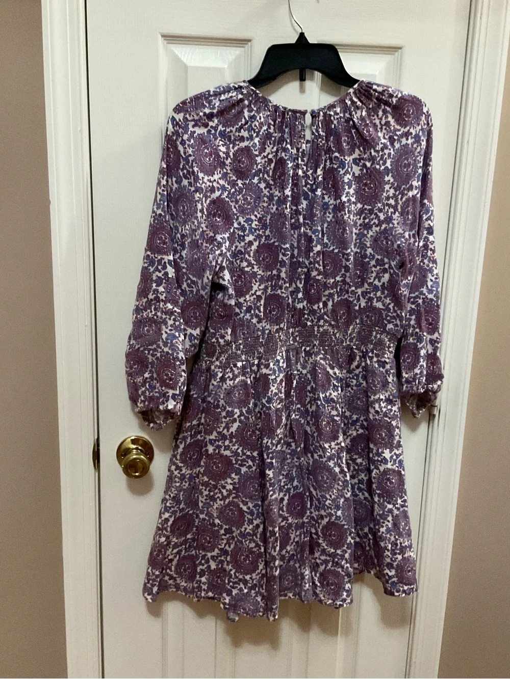 J. CREW Lavender Floral Smocked-Waist Long Sleeve Dress. Excellent Condition